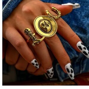NEW ! Boho Western alloy  Gold Ring Set